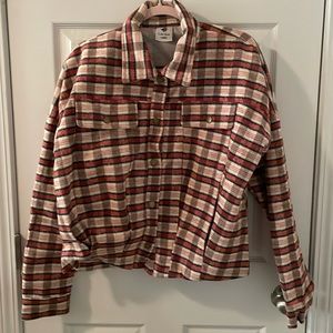 Like Love Left On Read Shacket in a Red/Multi Color, Flannel Body - NWT - SzL L